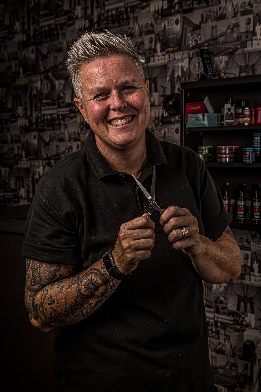 MD8C2929 
 Keywords: Editorial portrait photographer cardiff, barber, barber shop, barbers chair, characters, editorial photography, haircuts, occupations, salon, scissprs, trimmers, vale of glamorgan, © 2019 paulhindmarshphotography.com
