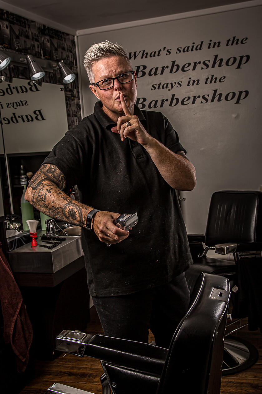MD8C2869 
 Keywords: Editorial portrait photographer cardiff, barber, barber shop, barbers chair, characters, editorial photography, haircuts, occupations, salon, scissprs, trimmers, vale of glamorgan, © 2019 paulhindmarshphotography.com