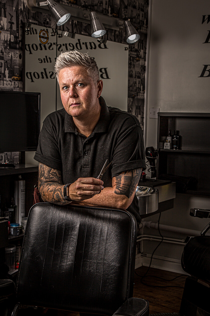 MD8C2895 
 Keywords: Editorial portrait photographer cardiff, barber, barber shop, barbers chair, characters, editorial photography, haircuts, occupations, salon, scissprs, trimmers, vale of glamorgan, © 2019 paulhindmarshphotography.com