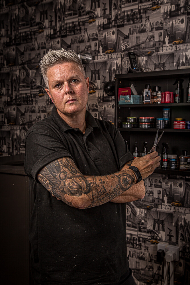 MD8C2916 
 Keywords: Editorial portrait photographer cardiff, barber, barber shop, barbers chair, characters, editorial photography, haircuts, occupations, salon, scissprs, trimmers, vale of glamorgan, © 2019 paulhindmarshphotography.com